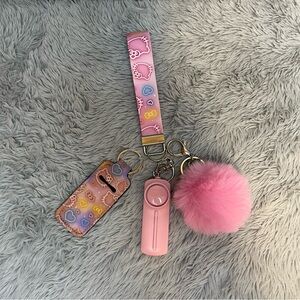 Hello Kitty Handmade Faux Leather Wristlet Keychain Accessory Set